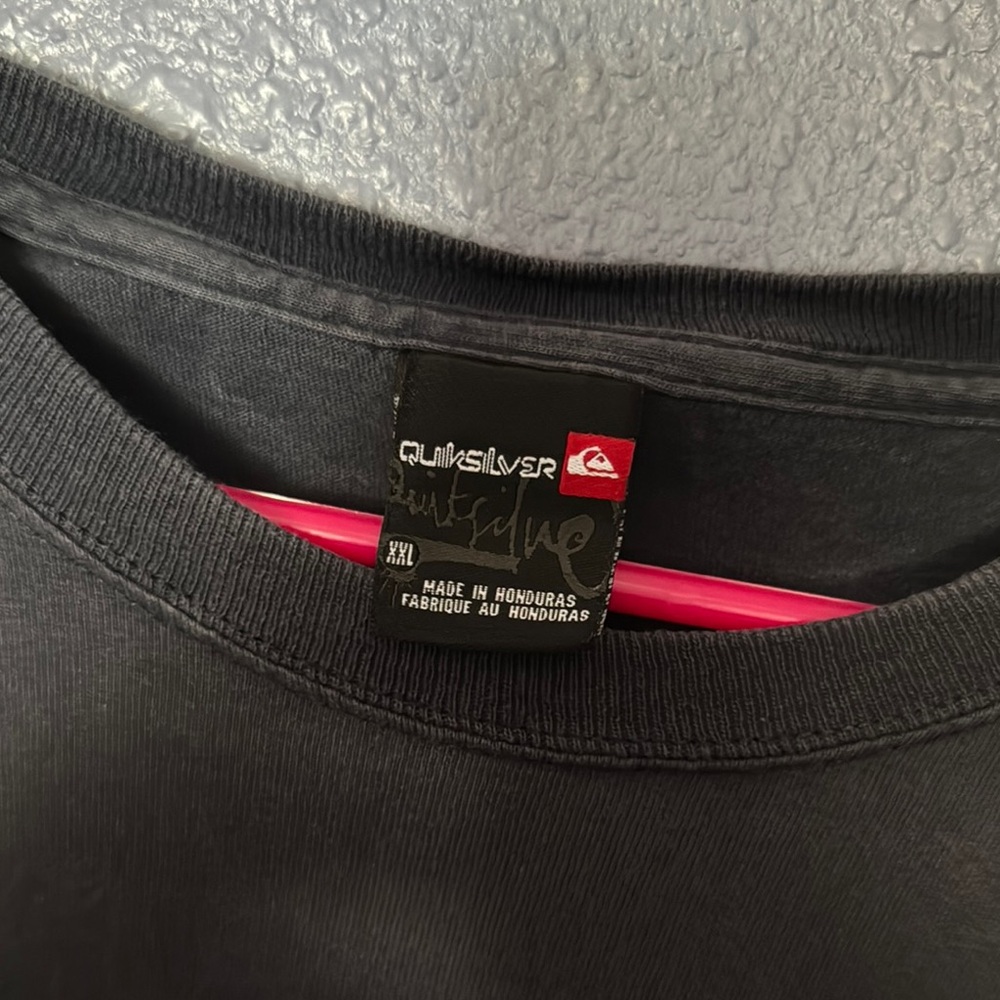 Quiksilver Men's Black Tee with Green Logo - Picture 2 of 5